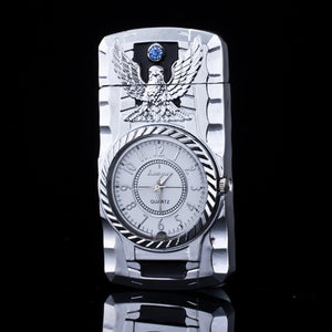 Luxurious Gold Watch Jet Lighter Torch Turbo Gas Lighter Windproof Cigar Cigarette Metal Lighter Led Inflated Gasoline Butane