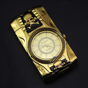 Luxurious Gold Watch Jet Lighter Torch Turbo Gas Lighter Windproof Cigar Cigarette Metal Lighter Led Inflated Gasoline Butane