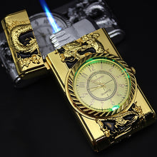 Load image into Gallery viewer, Luxurious Gold Watch Jet Lighter Torch Turbo Gas Lighter Windproof Cigar Cigarette Metal Lighter Led Inflated Gasoline Butane