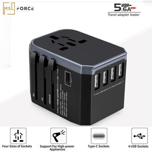 Universal Travel Power Adapter USB Charger International Sockets Converter EU US UK AU Plug