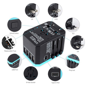 Universal Travel Power Adapter USB Charger International Sockets Converter EU US UK AU Plug