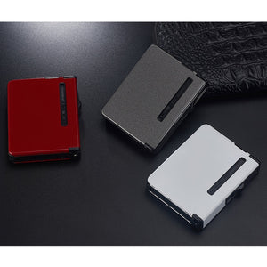 New Portable Metal Cigarette Case 12pcs Cigarettes Holder Box Creative Fuel Lighter Alloy Automatic Windproof Gadget