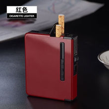 Load image into Gallery viewer, New Portable Metal Cigarette Case 12pcs Cigarettes Holder Box Creative Fuel Lighter Alloy Automatic Windproof Gadget