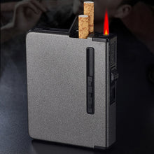 Load image into Gallery viewer, New Portable Metal Cigarette Case 12pcs Cigarettes Holder Box Creative Fuel Lighter Alloy Automatic Windproof Gadget